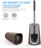 SetSail Toilet Brush, Compact Size Toilet Bowl Brush and Holder Toilet Brushes for Bathroom with Stainless Steel Handle Toilet Cleaner Brush with Durable Scrubbing Bristles, 4 Packs, Brown