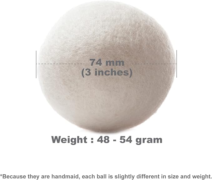 Wooland Wholesale Bulk Laundry XL Premium Wool Dryer Balls - 100% New Zealand Organic Wool Natural Fabric Softener for Sensitive Skin, Babies (10 Count)