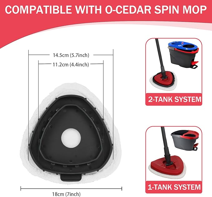 10 Pack Flat Mop Replacement Pads, Spin Mop Pad Replacement, Mop Refill Pads for O-Cedar EasyWring, 1 Mop Base and 1 Scraper for Cleaning Floor, Wall, Ceiling, Easy to Replace