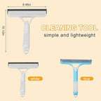 Pro 3 in 1 Window Cleaning Scraper with 2 Replaceable Cleaning Cotton Strips, 3 in 1 Spray Squeegee, Window Squeegee, Suitable for Cleaning Bathroom Glass, Mirrors, Car Windows (Blue)