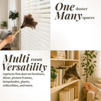 Feather Duster with Ostrich Feathers Wooden Handle 14" – Natural Reusable Duster for Cleaning, Furniture & Shelves, Blinds, Ceiling Fan, Dusting Tool for Home, Office, Delicate Surfaces - 1 Pack