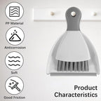 Mini Dustpan and Brush Set Portable Table Top Cleaning Brush and Dustpan Set Dining Table Crumb Sweeper with Soft Bristles Multipurpose Desktop Keyboard Cleaning Tools for Home Office (2, Gray)