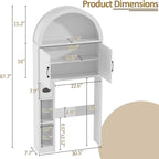 Spurgehom Over The Toilet Storage Cabinet, Bathroom Shelf Organizer Freestanding, Bathroom Arch Cabinet Over Toilet with Toilet Paper Holder and Anti-Tipping Device, White