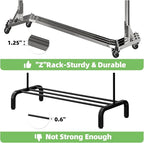 Simple Trending Industrial Grade Z Base 70in extra long Clothes Garment Rack, Commercial Grade Rolling Clothing Rack, Heavy Duty 450lb Load with Wheels, Chrome