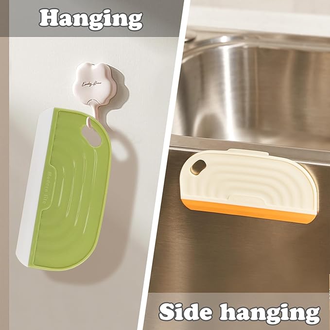 2 PCS Small Handhold Squeegee for Household, Mini Size Silicon Cleaning Scraper with Hanging Design, Water Wiper Scraper for Cleaning Glass Mirror Bathroom Kitchen Countertop (2 pcs, Green)