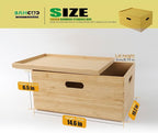 BAMOTTO Lidded Bamboo Storage Bins & Box/Cube/Basket, Home Kitchen and Office Storage Boxes with Handles & Stackable for Organizer Tableware, Clothing, Toys, Office Shelf Books, 14.6”x10.2”x6.5”