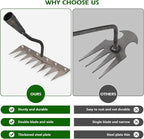 Iron Weeder Tool Without Long Handle, 8 Teeths Manual Weeder Remover Tool, Hand Weed Rake and Garden Hoe for Gardening, Heavy Duty Uprooting Weeding Pull for Yard, Lawn, Patio and Garden
