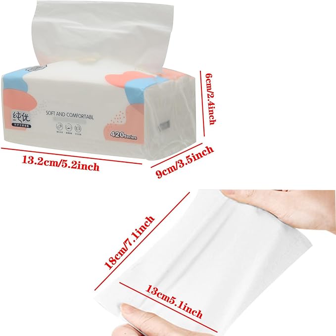 Small Soft Facial Tissues, Toilet Paper, Disposable Facial Napkins, Bag Cover NOT In Box, Material Wood Pulp Fiber NOT COTTON, 4-Ply, 8 Packs, 380 Sheets per Pack