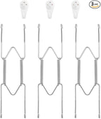 3 Pack Plate Hangers for The Wall, Suitable for 8-10 inch Art Plate, Stainless Steel Invisible Heavy Duty Wire Plate Holder with Wall Hooks, Plate Hangers for Displaying Plates, Platter, Dish, Silver