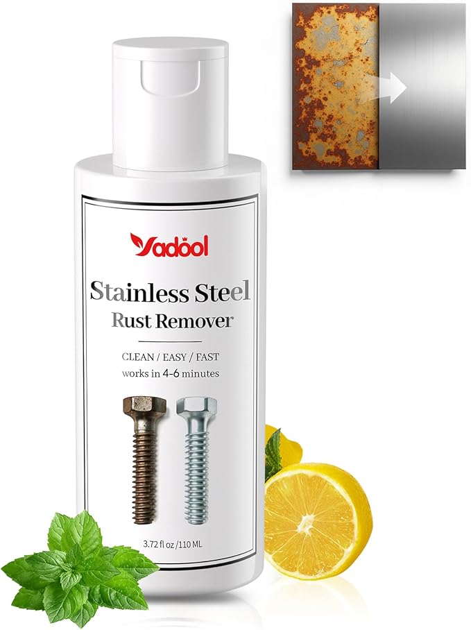 Rust Remover for Stainless Steel, Rust Stain Remover & Cleaner for Stainless Steel Appliances and Furniture - Ideal for Grill, Fridge, Knife or Pan & more - 3.72 Fl Oz