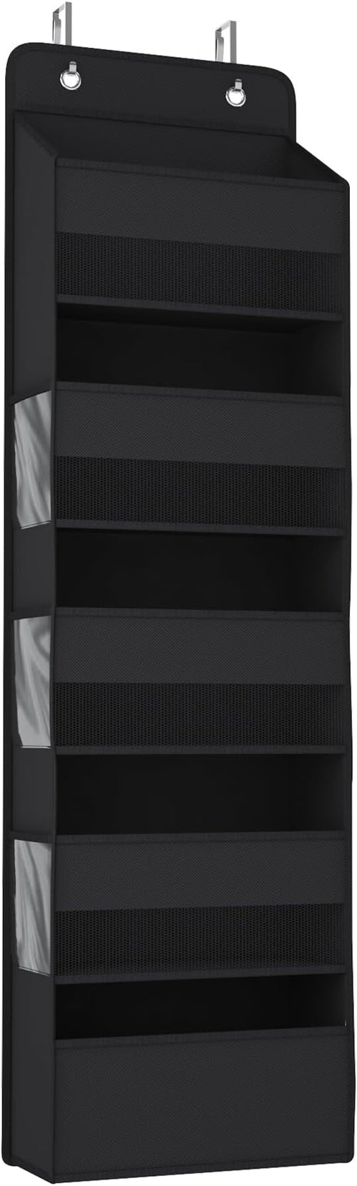 1 Pack 5-Tier Over the Door Organizer, Heavy-Duty Large Deep Pocket Hanging With 5 Large Front & 6 Side Pockets With for Pantry, Kitchen, Bathroom, Dorm, Black