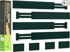 ANTOWIN Expandable Bamboo Drawer Dividers Organizers, Drawer Separators Splitter,17-22 inches Long Adjustable Spring-loaded Organizer for Large Utensil, Clothes, Tools(Dark Green)