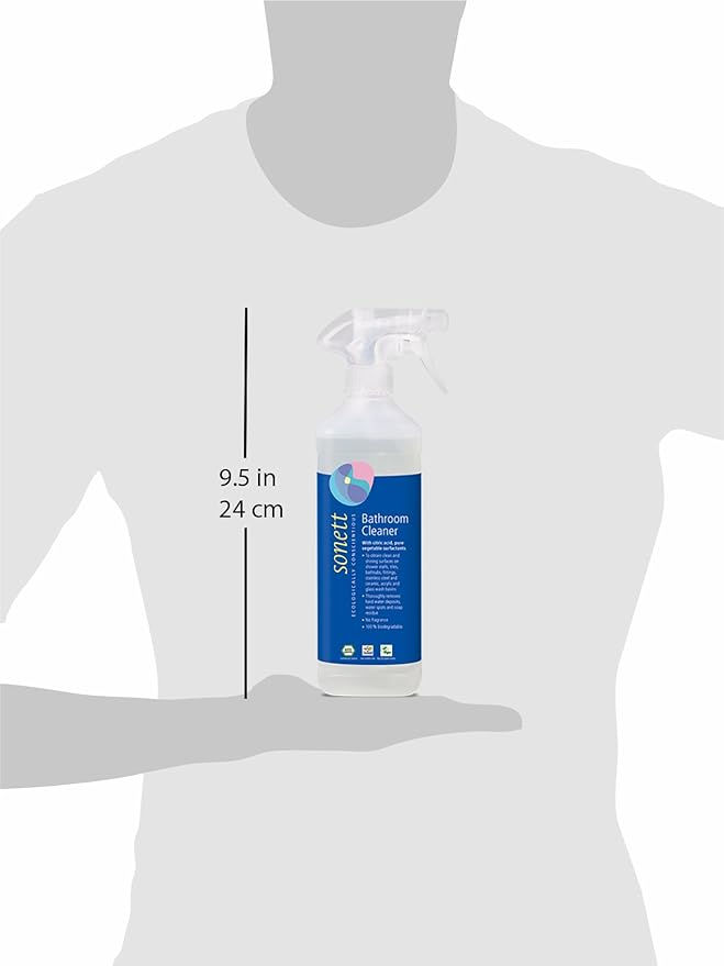 Sonett Organic Bathroom & Shower Cleaner Spray Removes lime scale deposits in hard-to-reach places and cleans fittings, stainless steel, floor tiles and shower walls (17 fl. oz. Pack of 6)