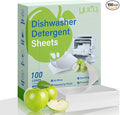Dishwasher Detergent Sheets 100 Loads Eco Friendly Dishwasher Detergent Plastic-Free Washer Sheets Alternative(Green Apple)