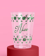 xo, Fetti Naughty + Nice Plastic Cups | 30 pcs 12 oz | Red Christmas Drinkware, Green Xmas Decorations, Clear Holiday Party Drinks, Friedsmas