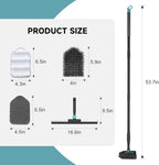 nacena Shower Scrubber with Long Handle, 4 in 1 Tile Tub Scrubber Brush with 3 Detachable Cleaning Shower Heads and Floor Squeegee Shower Cleaner Brush for Bathroom Kitchen Tub Sink Floor, Black