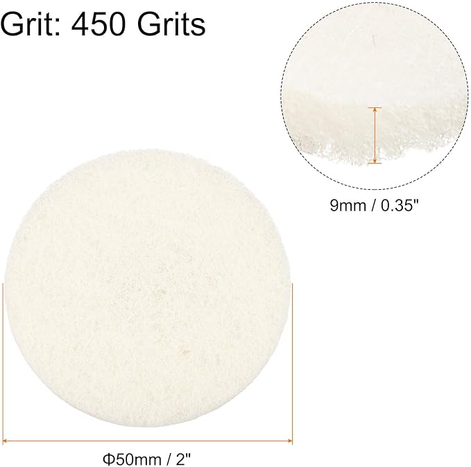 HARFINGTON 20pcs Scrubber Scouring Pads 450 Grits 2 Inch Drill Power Brush Hoop and Loop Surface Conditioning Disc Drill Scuffing Disc Scrub Pads for Home Kitchen Cleaning, White