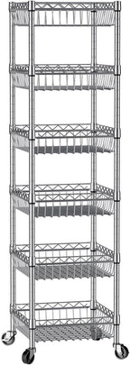 SINGAYE Shelf Storage Wire Shelving：Shelves Rack Standing Units with Wheels Closet Organizers Metal Pantry Kitchen Laundry Room Adjustable 13.5" D x 13.5" W x 63" H Silver