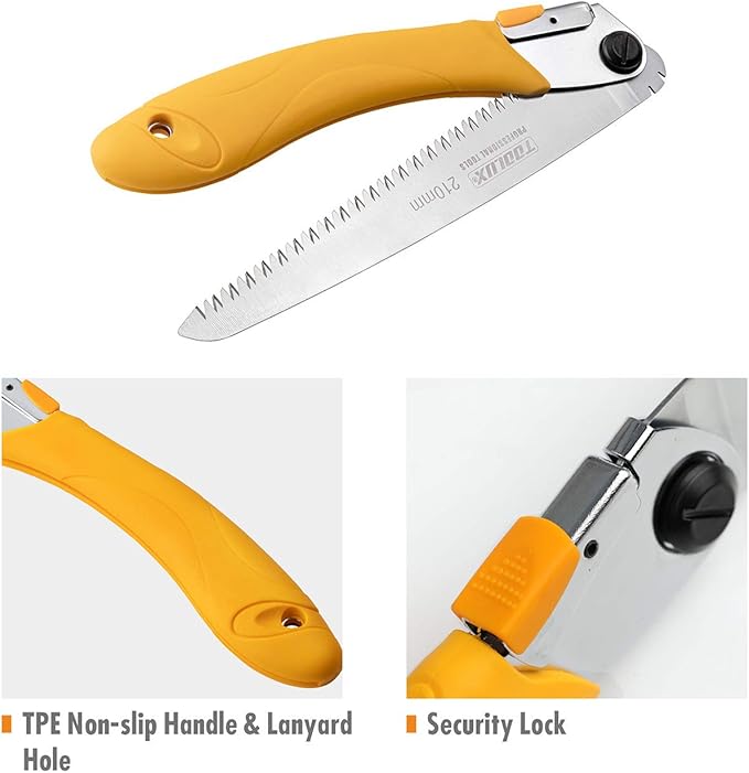 Toolux 8 Inch Folding Saw, SK5 Steel Pruning Hand Saw, Camping Saw for Smooth Cutting, Camping, Gardening, Tree Pruning, Wood Cutting, Compact Design with Non-Slip Ergonomic Handle for Outdoor Use