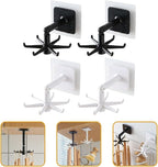 BESTOYARD 4pcs 360° Rotatable Kitchen Utensil Hooks, Under Cabinet Wall Hangers for Hanging Utensils and Masks, Black White, Space-Saving Storage for Home Kitchen Organization