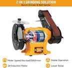 Hoteche 6" Bench Grinder & 2" x 27" Belt Sander Combo - 250W Dual Power Tool for Metal/Wood Grinding, Sharpening & Sanding