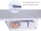 SUFAUY Under Shelf Basket Storage, 2-Pack Under Cabinet Hanging Wire Organizer for Pantry Kitchen, White