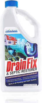 Drainfix & Septic Restorer 32 Oz Septic Tank Treatment | Drainfield Treatment | Septic Safe Drain Cleaner | Enzyme Drain Cleaner | Septic Cleaner | Exxon Valdez Patented - 18 Pack