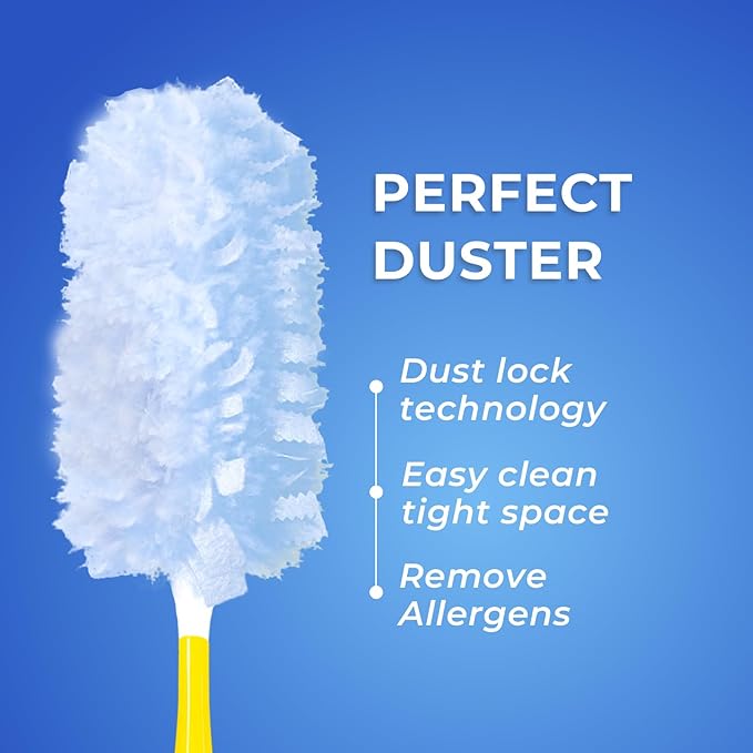 360° Heavy Duty Duster Refills for Swiffer,20 Count Duster Refills with 1 Handle,Dusting Furniture, Blinds, Ceiling Fans, Walls, Feather & Microfiber, Unscented,Disposable