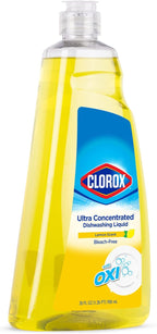 Clorox Ultra Concentrated Liquid Dish Soap with OXI, Lemon Scent - Dishwashing Detergent, Bleach-Free Formula Powers Through Grease, 26 Fl Oz