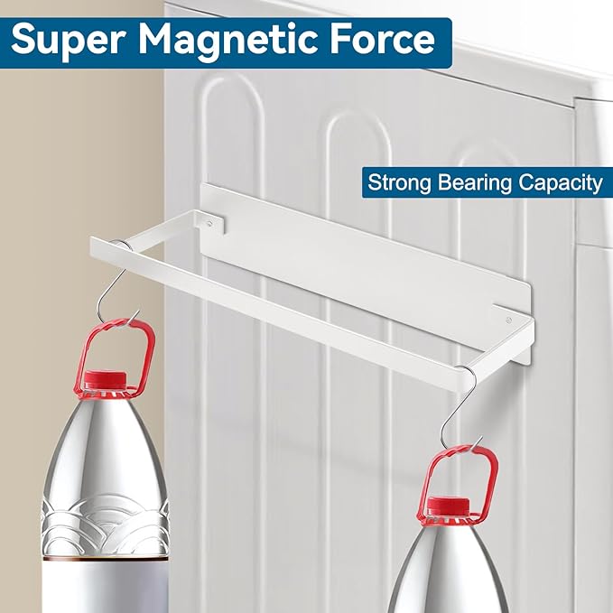 Magnetic Hanger Holder for Laundry Room, Strong Magnetic Hanger Storage Organizer for Dryer/Washing Machine Capacity Upgrade Holds up to 80 Metal Hanger White 2Pack