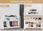 KEETDY 2-Tier Long Shoe Rack for Closet Metal Shoe Organizer for Entryway, Wide Stackable Shoe Storage Shelf with Sturdy Wire Grid for Closet Floor, Bedroom, White