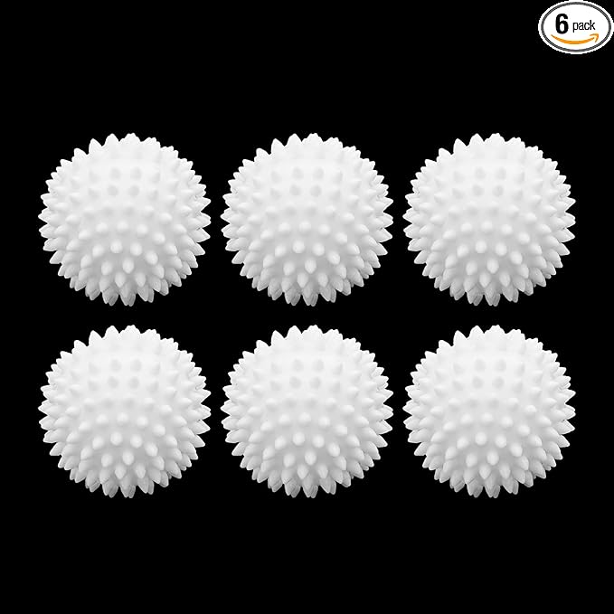6PCS 2.3 Inch Laundry Dryer Balls, Reusable Drying Balls for Clothes and Fabric Softening (White)