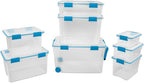 Sterilite 9-Pack Gasket Box, Weather-Resistant Storage Bins with Latching Lids, 120 Quart - Heavy-Duty Organizing Containers for Closet, Bathroom, and Office