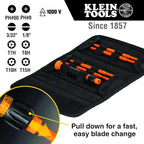 Klein Tools 32584INSR Precision 8-in-1 Screwdriver Set with Case, 1000V Rated Insulated Set with Phillips, Slotted and Tamperproof TORX Bits