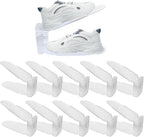10 Pieces Shoe Slot Organizer, Double Layer Adjustable Shoe Rack Storage Rack, Saving Space in Wardrobe and Shoe Cabinet (Clear)