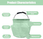 Qivine 17L Cleaning Caddy with Handle, Cleaning Supply Caddy, Foldable Tool Bag Cleaning Products Organizer, Portable Cleaning Bucket Caddy for Cleaning Supplies (Clear Green)