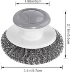 Onewly 24Pack Steel Wool Scrubber with Handle, Stainless Steel Scrubber for Cleaning Cast Iron, Dishes, Stock Pots, Pans, Griddles, Grills