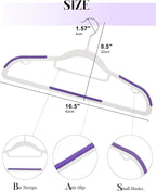 HOUSE DAY Plastic Hangers 50 Pack, Clothes Hangers Non Slip with Rubber Grip, Heavy Duty Plastic Hanger with 360º Swivel Hook, Ultra Thin Hanger Space Saving for Closet - Purple