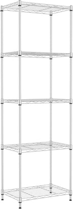 IZEUK 5 Tier Metal Wire Shelf Unit, Chrome Storage Rack Organizer for Kitchen, Bedroom, Living Room or Laundry Room, 17.7" W x 11.8" D x 55.0" H