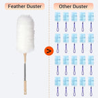 Lambswool Duster Extendable 22–55 Inch Natural Wool Duster with Flexible Head for Ceilings Furniture Blinds Electronics Washable Reusable White