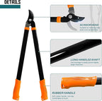 TANG Sunshades Loppers Garden Tool, 3PCS Combo Gardening Tools Set with Lopper, Hedge Shears, Pruner Shears; Tree Trimmer Branch Cutter for Yard Lawn Garden, Hedge Clippers Gifts
