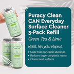 Puracy Multi-Surface Cleaner Clean Can- Plant-Powered All Purpose Cleaner - Surface Cleaner Solution As Seen on TikTok (Green Tea + Lime, 14.4 fl oz, 3 Pack)