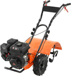 VEVOR Tiller Cultivator, 212CC 4-Stroke Garden Cultivator, Tiller with 4 Steel Adjustable Rear Tines for Lawn, Garden and Field Soil Cultivation