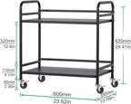 HDANI 2 Tier Under Desk Printer Stand with Storage,Microwave Storage Rack,Metal Rolling Printer Cart with Wheels for Home Office,Utility Storage Cart and Stand,Black