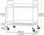 HDANI 2 Tier Under Desk Printer Stand with Storage,Microwave Storage Rack,Metal Rolling Printer Cart with Wheels for Home Office,Utility Storage Cart and Stand,White