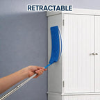 Retractable Gap Dust Cleaner with Extension Pole 30'' to 100'', Cleaning Tools with 3 Microfiber Dusting Cloths, Extendable Long Handle Duster for Cleaning Under Refrigerator Furniture Appliance Blue