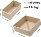 Bructhun Drawer Organizer Set of 4 Khaki - Fabric Storage Bins for Clothes, Underwear, Socks & Bras - 11" Dresser Dividers for Bedroom Closet