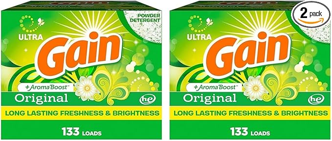 Gain Powder Laundry Detergent, Original Scent, 133 Loads, 123 OZ (Pack of 2)