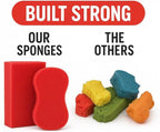 Multi-Purpose Sponges for Cleaning - Red 10 Pack, Large Sponges for Car Washing, Tile & Grout, Bulk Pack Sponge