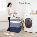 BlissTotes 3-Pack Laundry Basket, Freestanding＆Waterproof Laundry Hamper, Collapsible Tall Clothes Hamper with Easy Carry Handles for Clothes, Towels in the Family and Dorm,Gradient Blue,125L